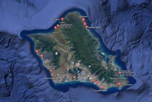 best beaches in Oahu map